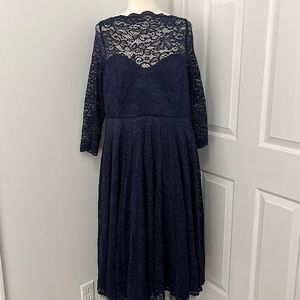 Torrid navy blue midi evening dress sheer lace sweetheart neckline